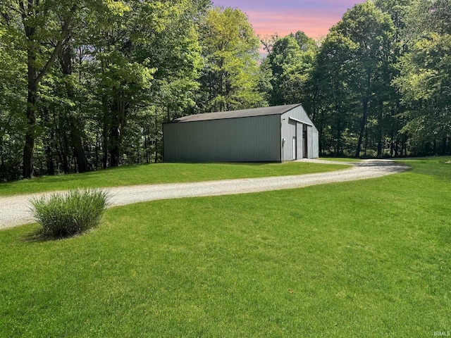 2548 N Letterman Rd, Paragon, IN 46166 - yard at dusk featuring a pole building, a yard, and an outdoor structure