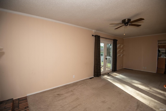 218 S 22nd St, Vincennes, IN 47591 - carpeted spare room with ceiling fan, a textured ceiling, and crown molding