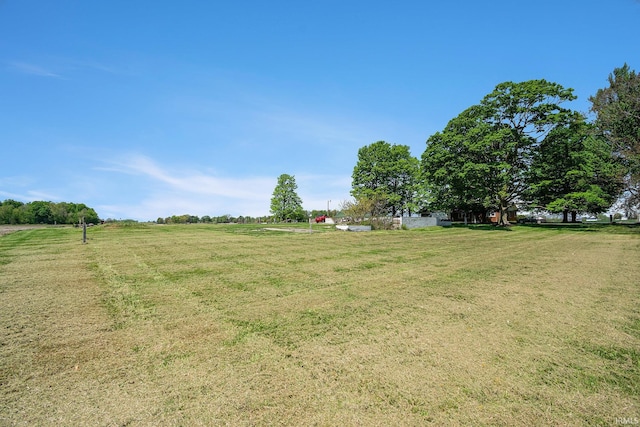 view of grassy yard with a rural view