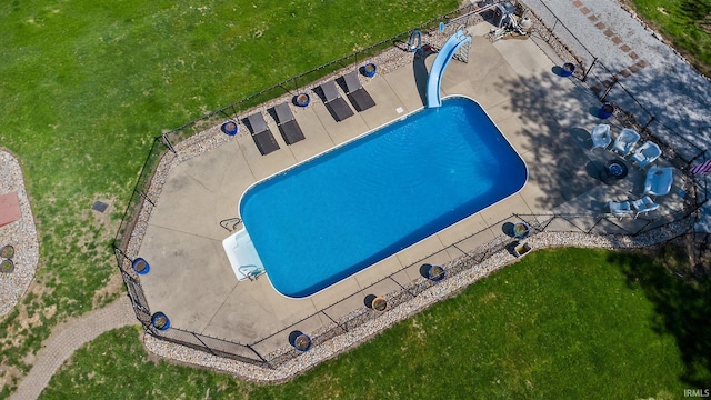 aerial view of a pool