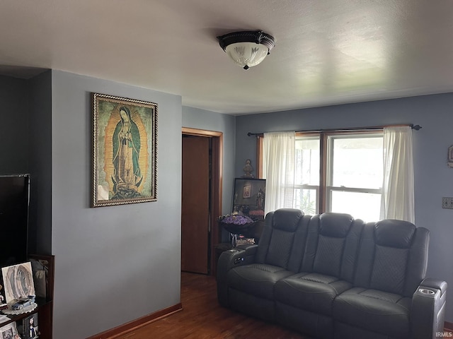 502 W Vantrees St, Washington, IN 47501 - living room featuring dark wood-type flooring and baseboards
