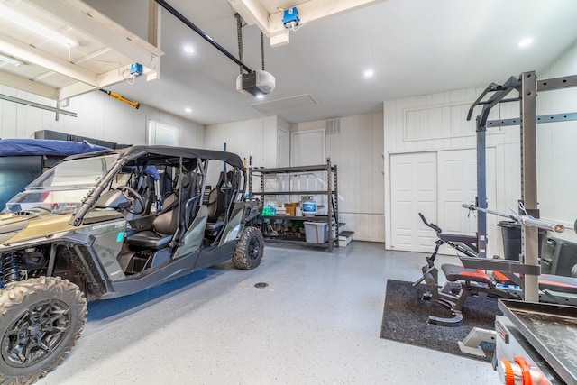 garage with a garage door opener