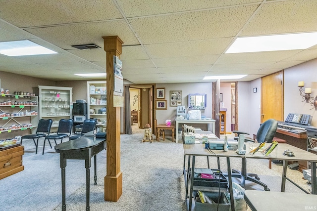 410 Longtree Ln, Logansport, IN 46947 - office area featuring carpet floors and a drop ceiling