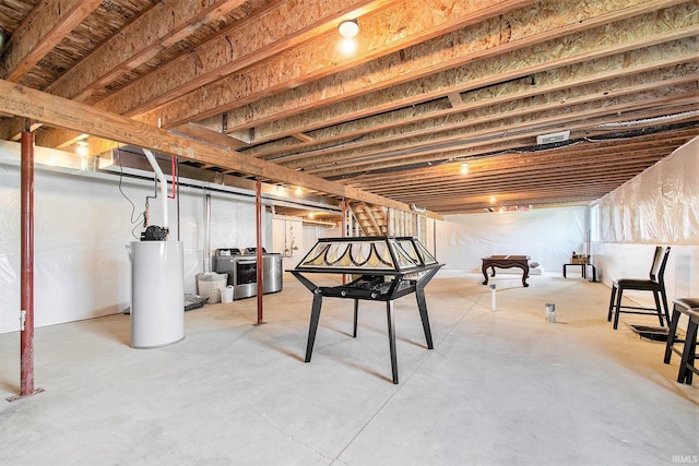 unfinished below grade area with gas water heater
