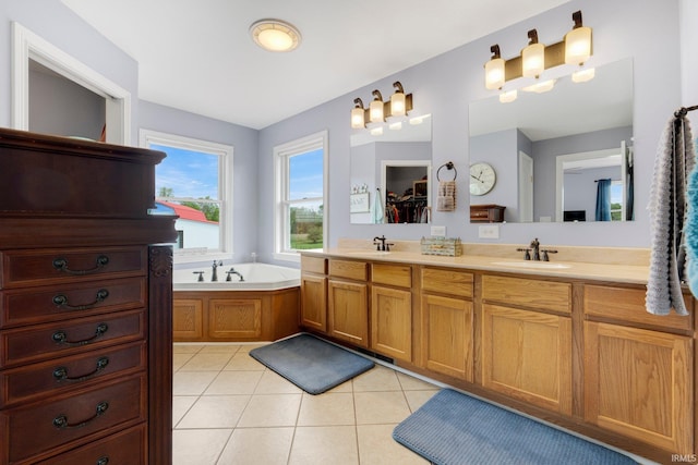 3367 E 550 S-57, Churubusco, IN 46723 - bathroom featuring tile patterned flooring, double vanity, and a bath