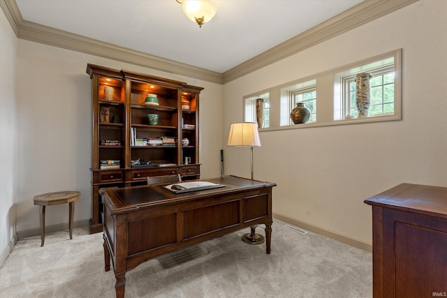 23306 Bluff Crest Dr, Elkhart, IN 46516 - office with crown molding, light colored carpet, and baseboards