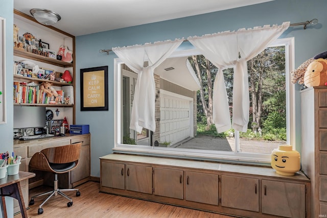 office area featuring light wood-style floors