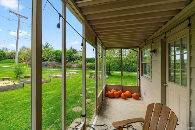 view of unfurnished sunroom