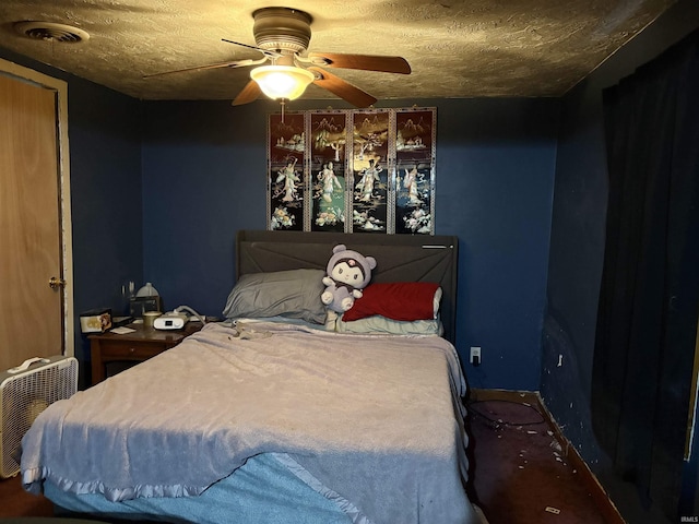 909 N Sullivan St, Alexandria, IN 46001 - bedroom with ceiling fan and a textured ceiling