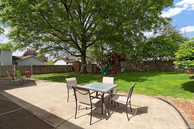 20 Gregory Ct, Lafayette, IN 47905 - view of patio with a playground and outdoor dining area