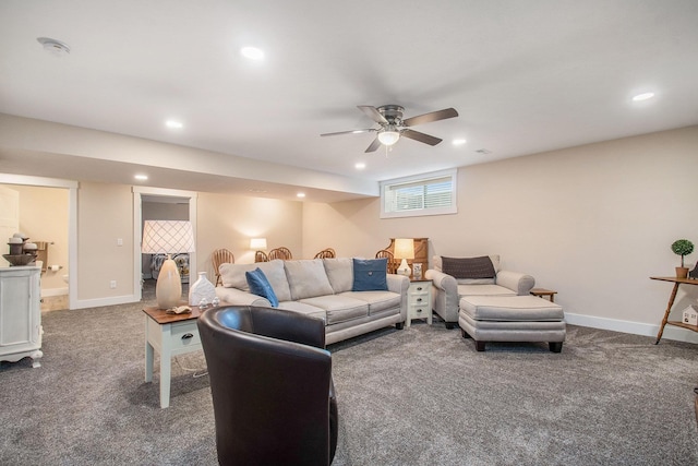2007 Wakefield Rd, Goshen, IN 46528 - carpeted living area featuring recessed lighting, a ceiling fan, and baseboards