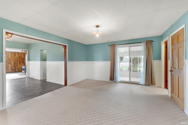 3648 E 300 S, Albion, IN 46701 - carpeted empty room with wainscoting and a drop ceiling