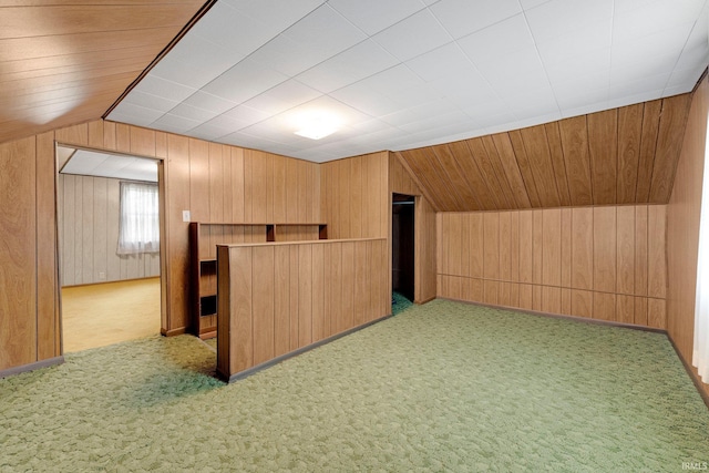 3648 E 300 S, Albion, IN 46701 - additional living space with wooden walls, light colored carpet, and lofted ceiling