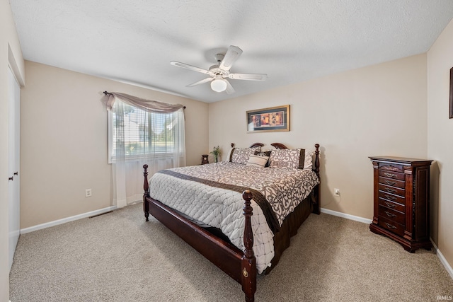 10140 Jefferson Rd, Osceola, IN 46561 - bedroom featuring carpet, ceiling fan, baseboards, and a textured ceiling