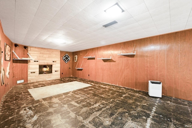 3430 Woodrow Ave, Fort Wayne, IN 46805 - finished below grade area with wooden walls and a fireplace