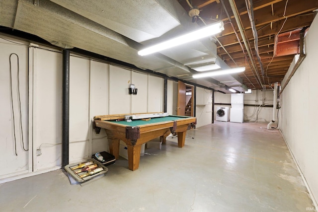 3430 Woodrow Ave, Fort Wayne, IN 46805 - rec room with finished concrete flooring, pool table, and washer and dryer