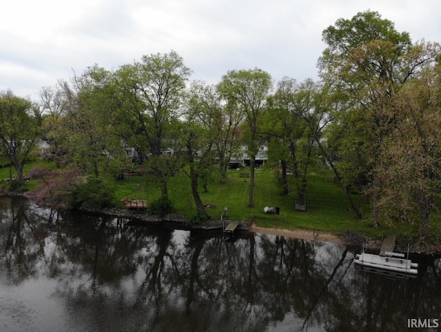 water view featuring a dock