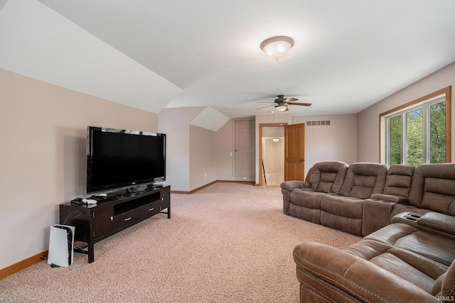 51205 County Road 25th Rd, Bristol, IN 46507 - living room featuring light colored carpet, baseboards, and ceiling fan
