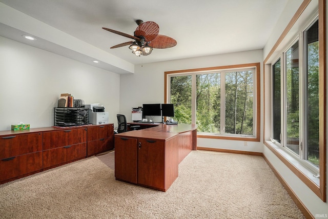 51205 County Road 25th Rd, Bristol, IN 46507 - office with light carpet, ceiling fan, recessed lighting, and baseboards