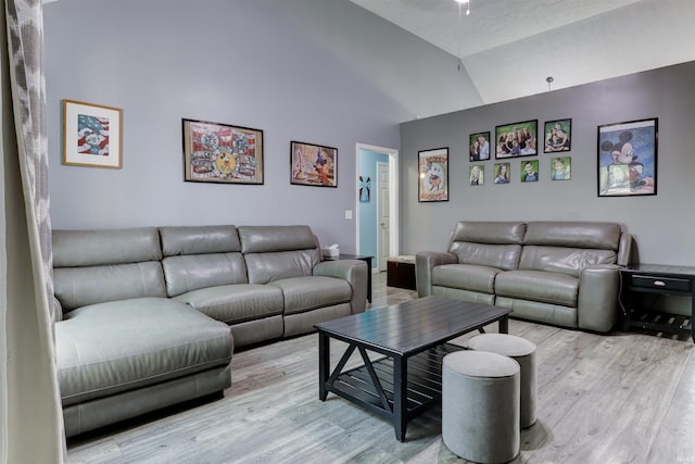 4732 Rathbone Dr, Evansville, IN 47725 - living area featuring wood finished floors and high vaulted ceiling