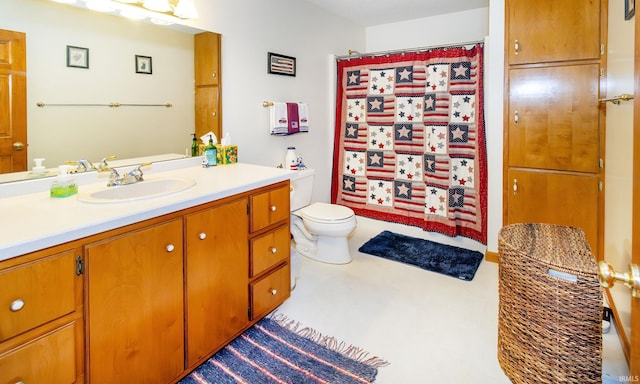 509 Mount Ashley Rd, Evansville, IN 47711 - bathroom featuring curtained shower, toilet, and vanity