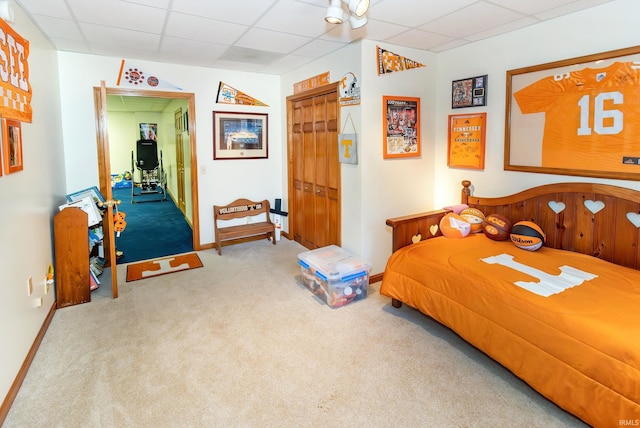 509 Mount Ashley Rd, Evansville, IN 47711 - carpeted bedroom with a drop ceiling, baseboards, and a closet