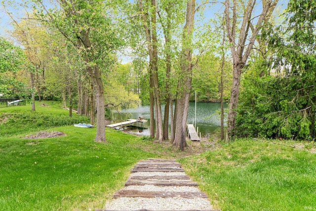 6114 Picacho Dr, Fort Wayne, IN 46825 - view of yard with a boat dock and a water view