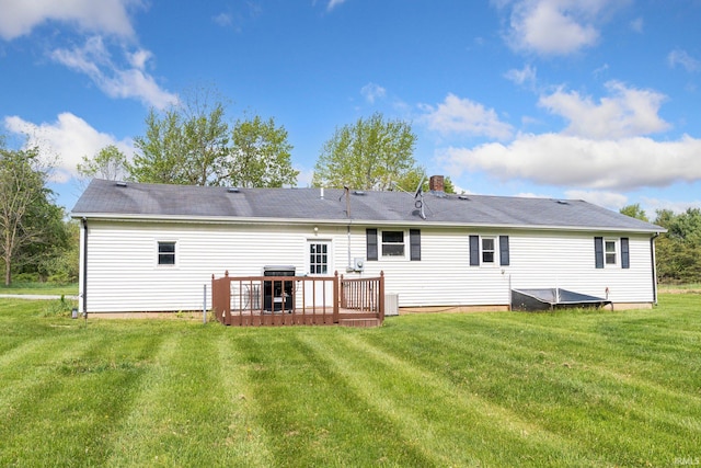 260 N 850 W-92 Rd, Pierceton, IN 46562 - rear view of house with a lawn, a wooden deck, and a chimney