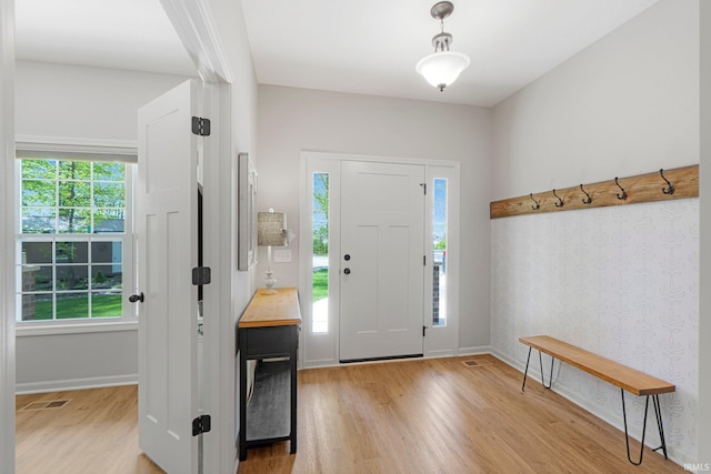 1004 Hathaway Rd, Fort Wayne, IN 46845 - foyer entrance featuring light wood-style floors and baseboards