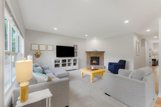 1004 Hathaway Rd, Fort Wayne, IN 46845 - living room featuring recessed lighting and a fireplace