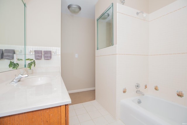 300 Springhaven Dr, Evansville, IN 47710 - bathroom with a bath, vanity, and tile patterned floors