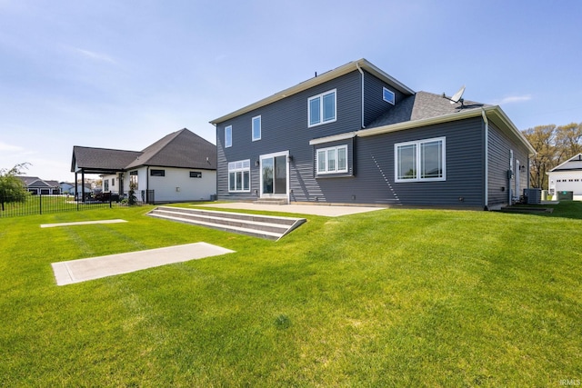 back of house with a patio and central air condition unit