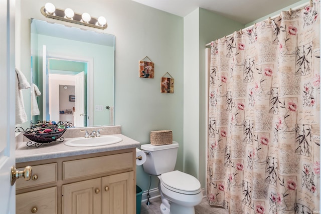 10528 Indian Ridge Dr, Fort Wayne, IN 46814 - full bath with tile patterned floors, toilet, vanity, and a shower with curtain