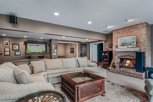 10528 Indian Ridge Dr, Fort Wayne, IN 46814 - living area with a fireplace and recessed lighting