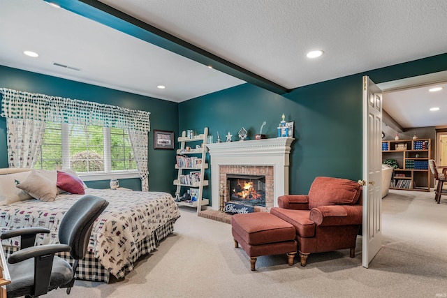 10528 Indian Ridge Dr, Fort Wayne, IN 46814 - carpeted bedroom with recessed lighting and a fireplace
