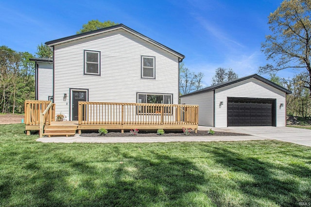 10059 Jefferson Rd, Osceola, IN 46561 - rear view of house featuring a deck, a yard, and an outdoor structure