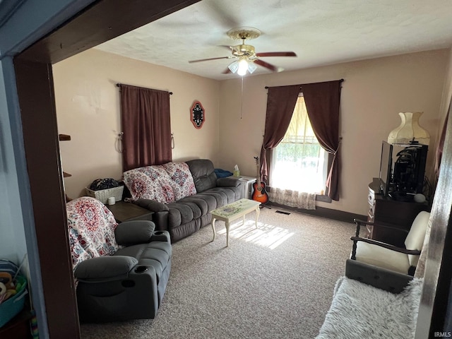907 S 21st St, Lafayette, IN 47905 - living area featuring carpet floors and a ceiling fan