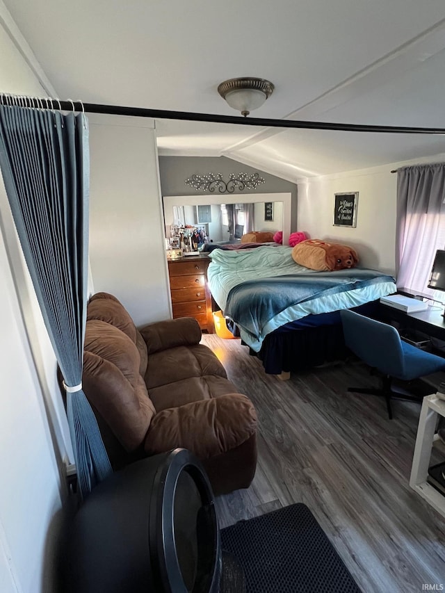 907 S 21st St, Lafayette, IN 47905 - bedroom featuring wood finished floors and lofted ceiling