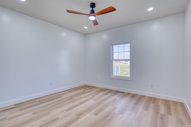 3530 Montgomery Ct, Newburgh, IN 47630 - empty room with ceiling fan, light wood-type flooring, baseboards, and recessed lighting