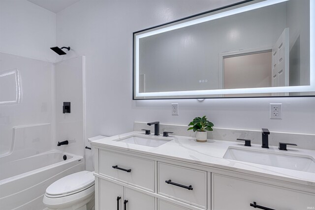 3530 Montgomery Ct, Newburgh, IN 47630 - bathroom with toilet, double vanity, and shower / bath combination