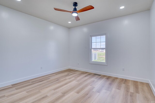 3530 Montgomery Ct, Newburgh, IN 47630 - empty room with ceiling fan, light wood-type flooring, baseboards, and recessed lighting
