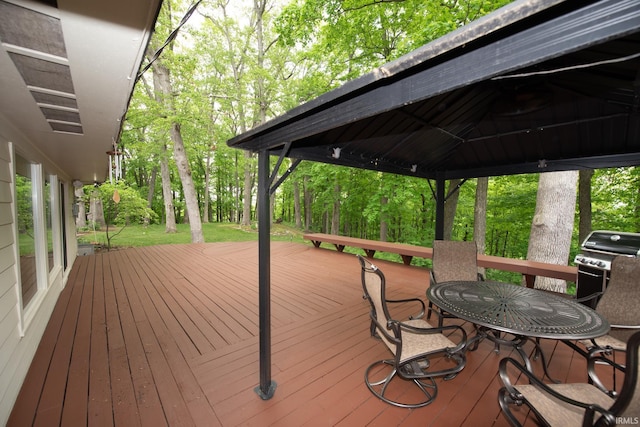 deck with a gazebo and grilling area