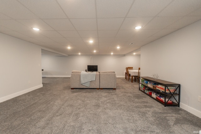 735 E Holland Dr, Bloomington, IN 47401 - living room featuring carpet flooring, baseboards, and recessed lighting