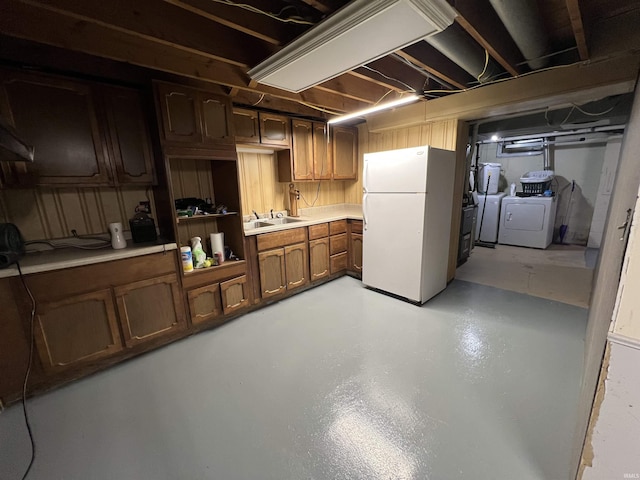 293 N 1100 E, Greentown, IN 46936 - unfinished below grade area with freestanding refrigerator and a sink