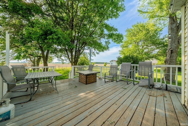293 N 1100 E, Greentown, IN 46936 - wooden terrace featuring outdoor dining area