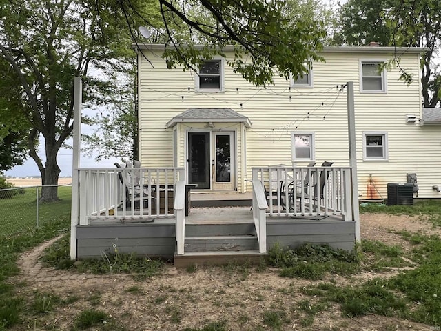 293 N 1100 E, Greentown, IN 46936 - rear view of property with a wooden deck and central AC