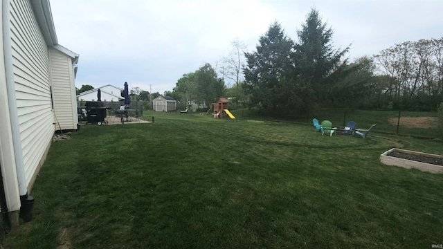view of yard featuring a playground