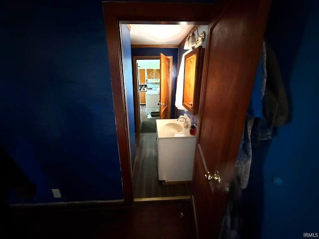 hall with a sink