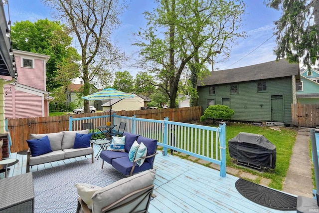 1021 W Wayne St, Fort Wayne, IN 46802 - deck with outdoor lounge area and a fenced backyard