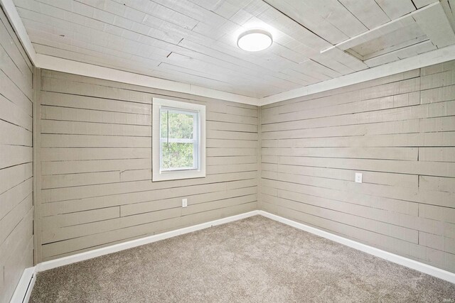 1317 W Tate St, Kokomo, IN 46901 - spare room with wooden walls, wood ceiling, and carpet
